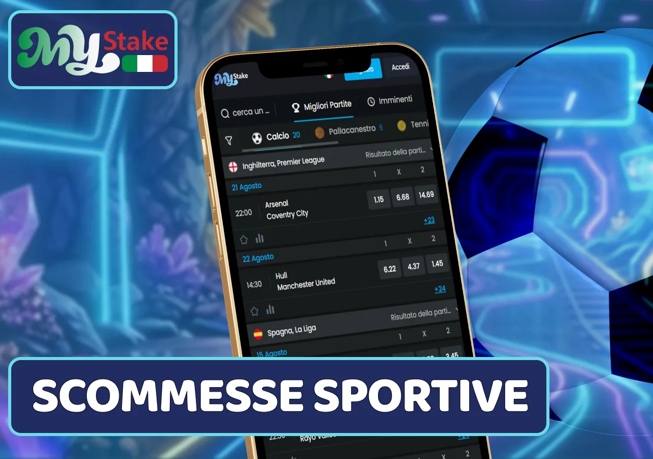 La piattaforma supporta scommesse su calcio, tennis, basket e molti altri sport.
